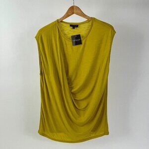 NEW Topshop Sleeveless Shirt Tank With Draped Front, Deep Golden Yellow, Size 10
